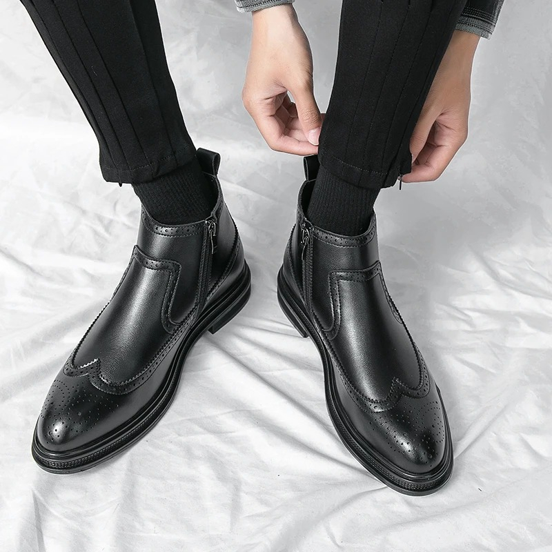 Men'S Shoes Brogues - Botas Chelsea con cremallera lateral para