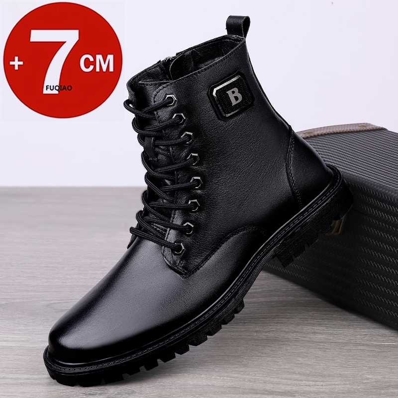 Men Shoes Boss - Botas con elevador de cuero genuino
