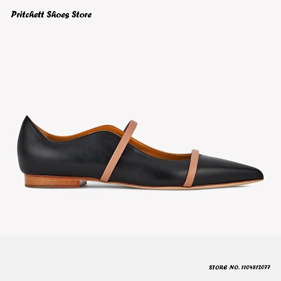 Men Shoes Size - Bailarinas de cuero con doble correa