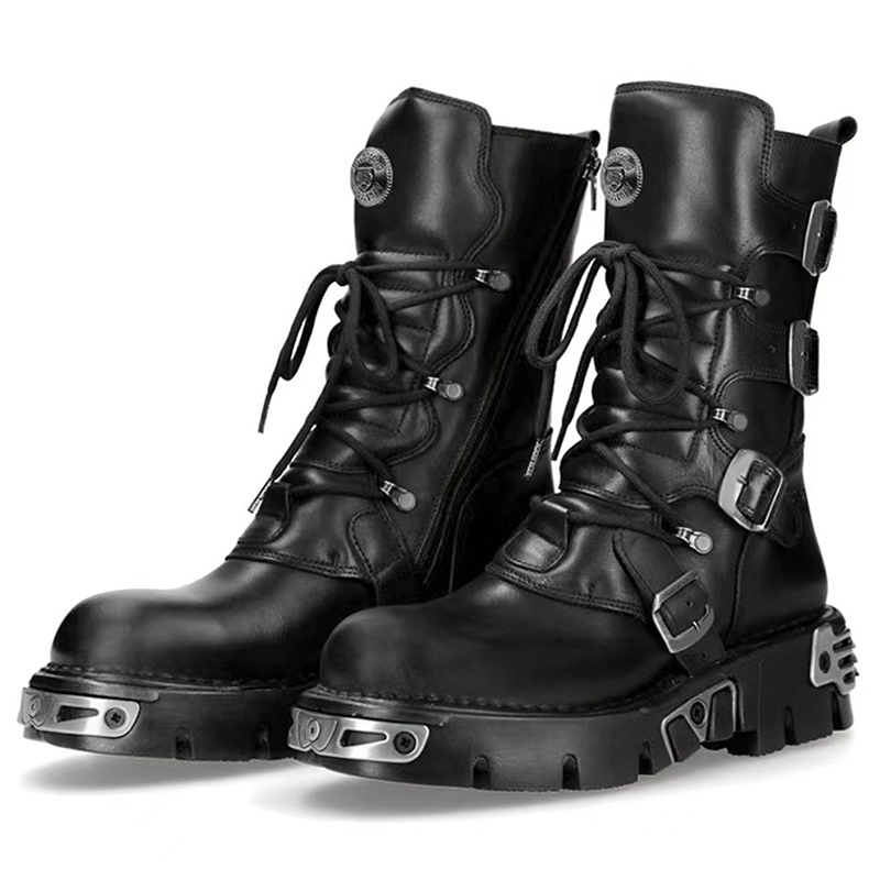 Men Shoes Type - Botas altas de moto góticas punk