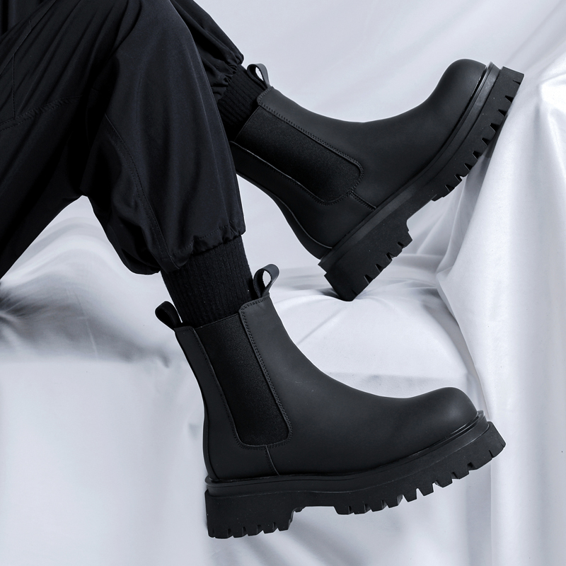 Men Shoes Type - Botas de plataforma negras de caña